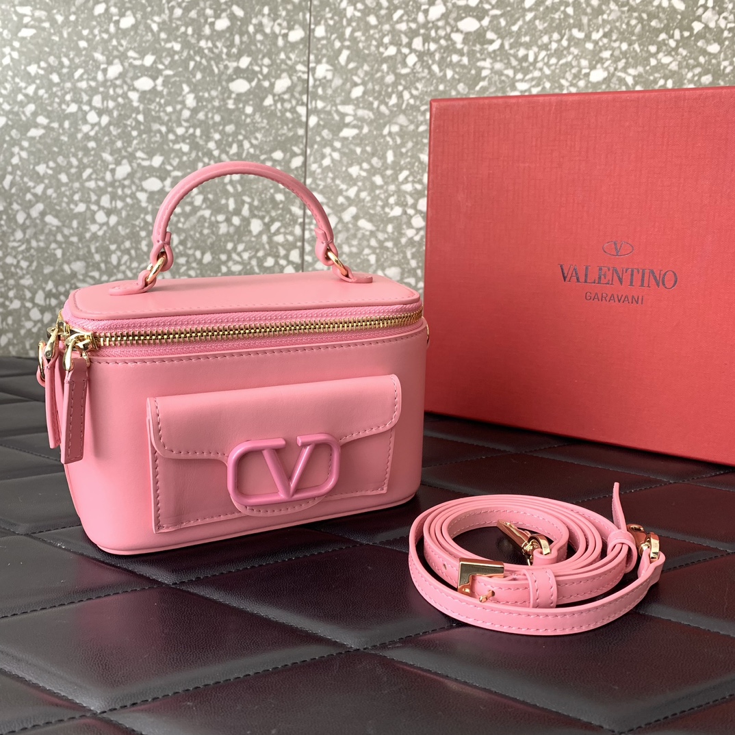 Valentino Garavani Loco Mini Box Bag in Pink Calfskin Leather 